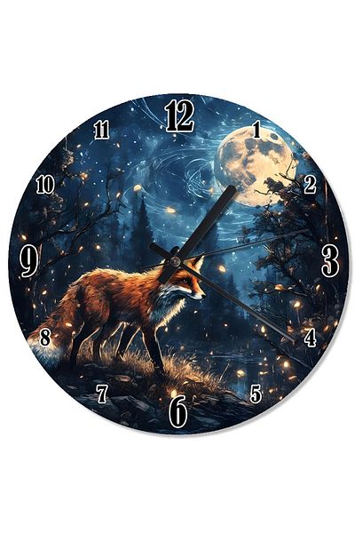 karizmart Fox on Full Moon Silent Wall Clock