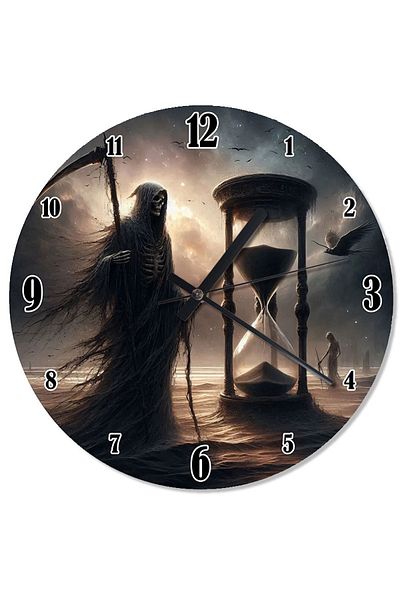 karizmart Hourglass and Grim Reaper Printed Wall Clock