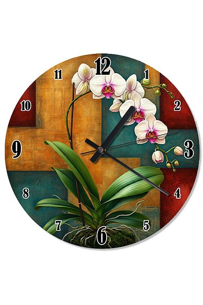 ekart Colorful Wall White Orchid Special Design Wall Clock