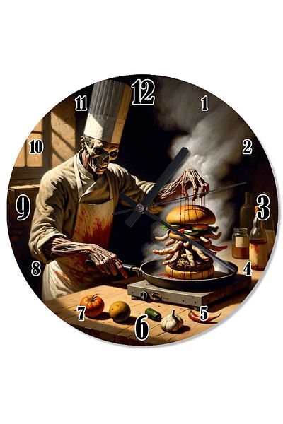 karizmart Hamburger Preparing Chef Flowing Wall Clock