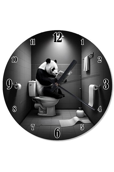 karizmart Panda Shaped Wall Clock in the Toilet