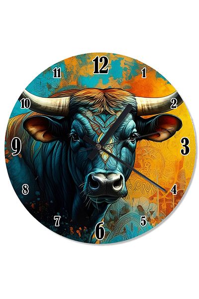 ekart Angry Strong Bull Pattern Wall Clock
