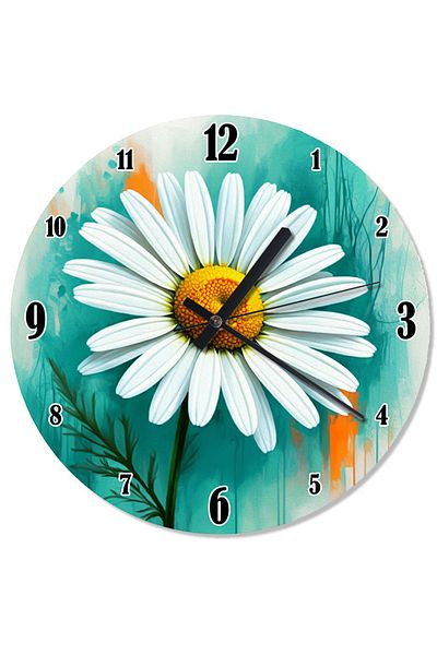 karizmart White Daisy Flower Silent Wall Clock