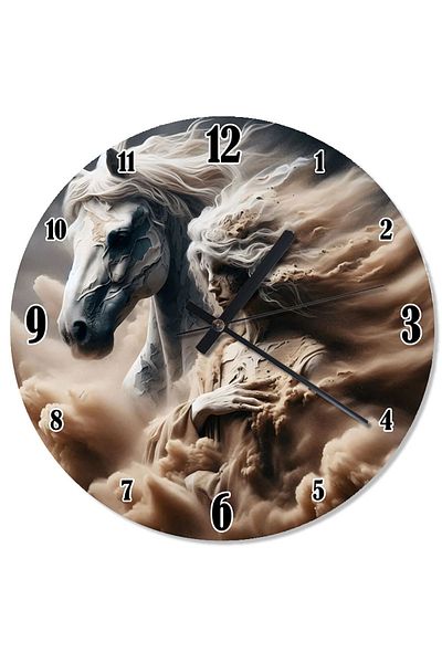 karizmart Running White Horse and Women Analog Wall Clock