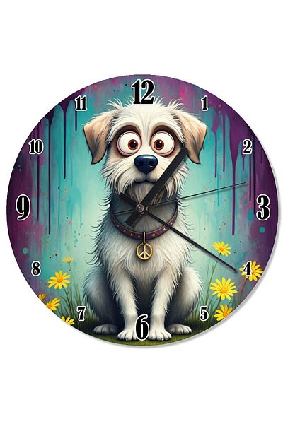 karizmart Cute White Dog Decorative Wall Clock