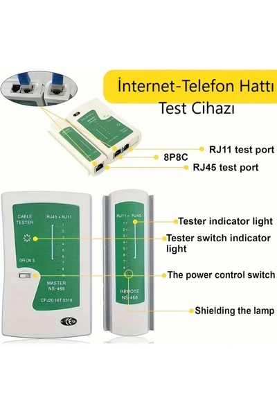 Vwin Rj45 Rj11 Network İnternet Telefon Test Cihazı (+ 9V Pil Dahildir)