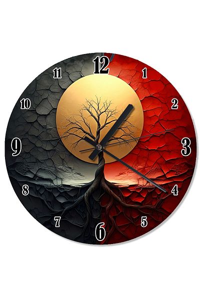 karizmart Red Tree and Full Moon Analog Wall Clock