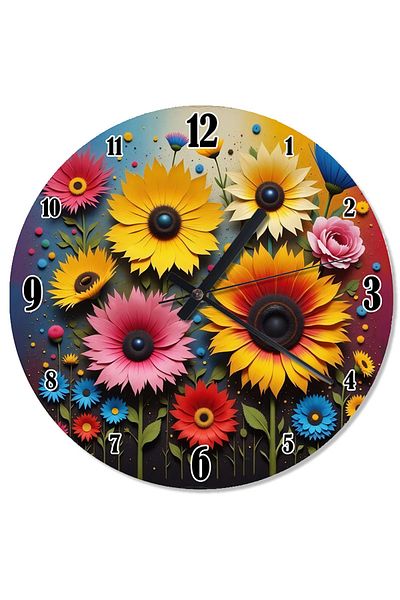 ekart Colorful Flower Garden Design Wall Clock