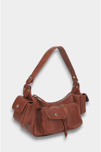 roseberry Tan Multi-Pocket Lined Faux Leather Women's Shoulder Bag - R1022