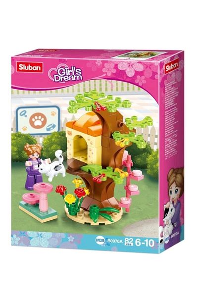 Sluban Girls Dream Cat House Construction Set, 82 Pieces Newest 990396