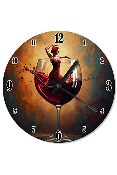 ekart ساعة حائط تناظرية للرقص في زجاج النبيذ