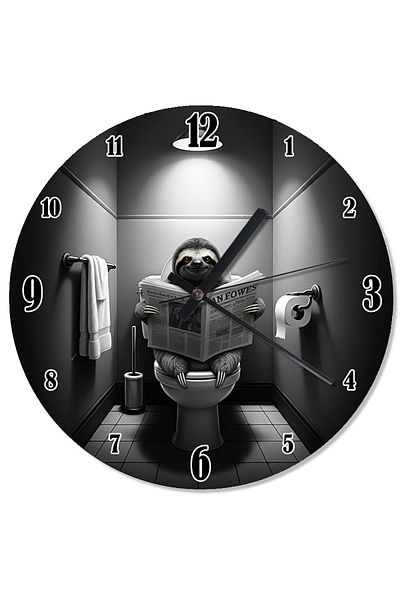 ekart Sleepy Analog Wall Clock Reading Newspaper in the Toilet