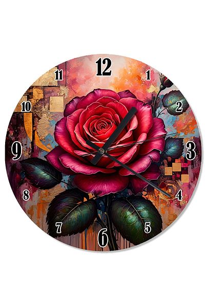ekart Shining Red Rose Shaped Wall Clock