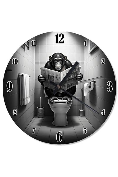 ekart Chimpanzee Reading in the Toilet Shaped Wall Clock