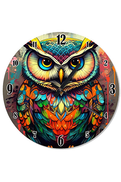 ekart Colorful Patterned Owl Shaped Wall Clock