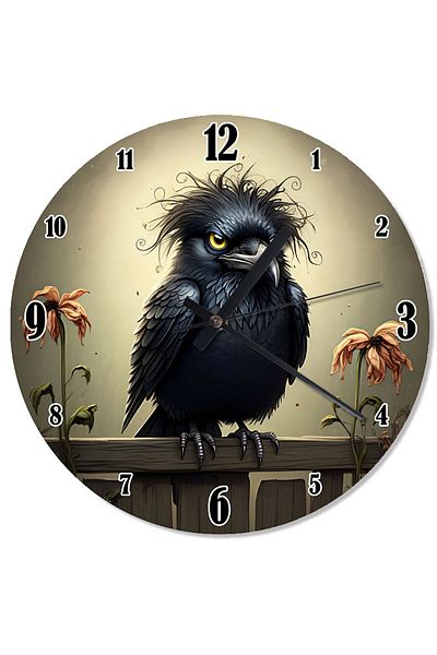 karizmart Wise Crow Drawing Flowery Wall Clock