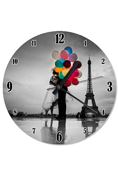 ekart ساعة حائط تناظرية من إيفل وبالونات