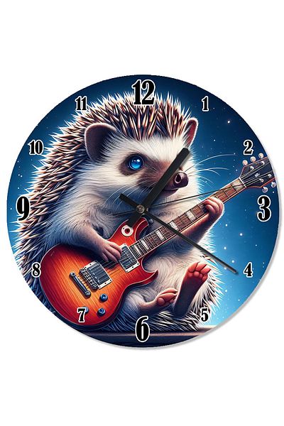 karizmart Hedgehog Playing Guitar Printed Wall Clock