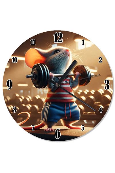 karizmart Barbell Running Mouse Design Wall Clock