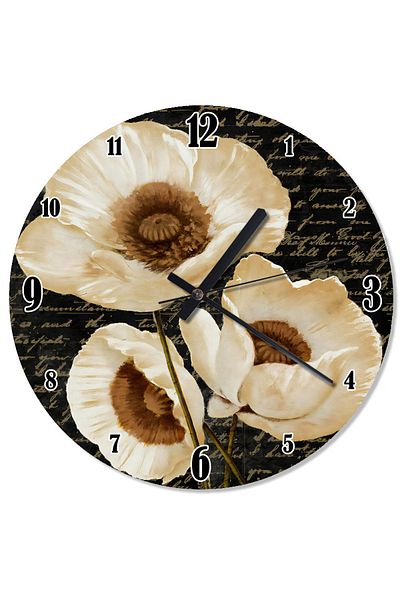 ekart Elegant White Flowers Printed Wall Clock