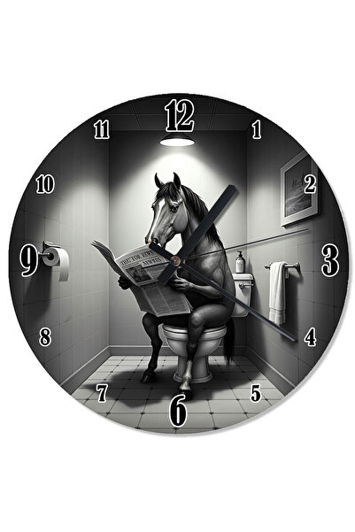 ekart ساعة حائط بتصميم حصان في المرحاض