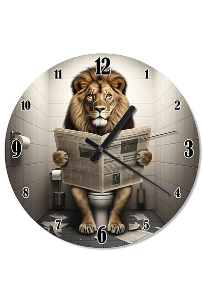ekart Lion Reading Newspaper Decorative Wall Clock
