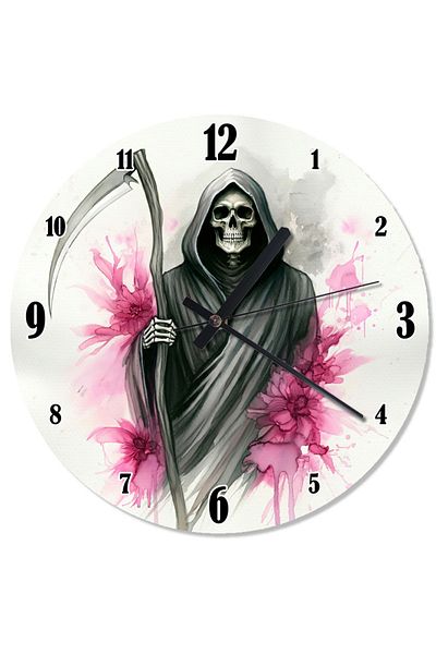 karizmart Grim Reaper and Pink Smoke Retro Wall Clock
