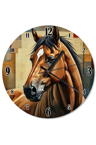 karizmart Realistic Horse Portrait Flowery Wall Clock