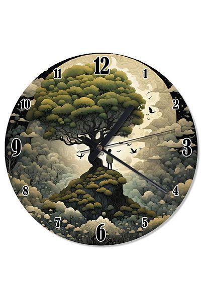 karizmart Magical Tree Drawing Shaped Wall Clock