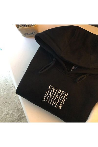 Gofeel Μαύρο φούτερ με στάμπα Sniper Oversize