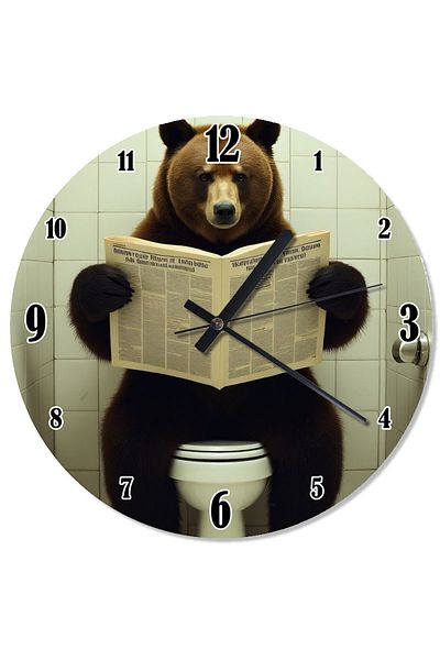ekart Bear Reading Newspaper Printed Wall Clock