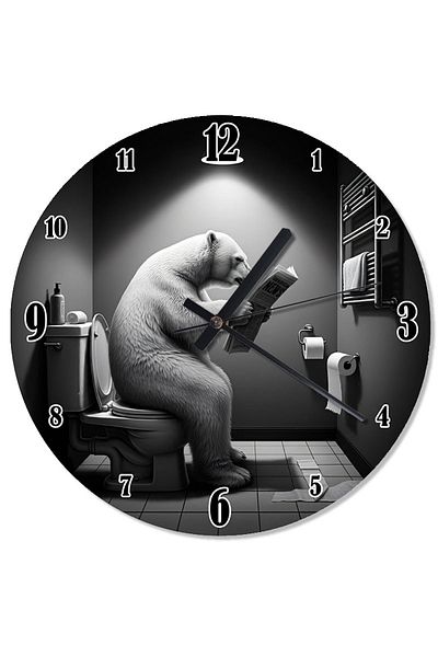 karizmart Polar Bear Analog Wall Clock in the Toilet