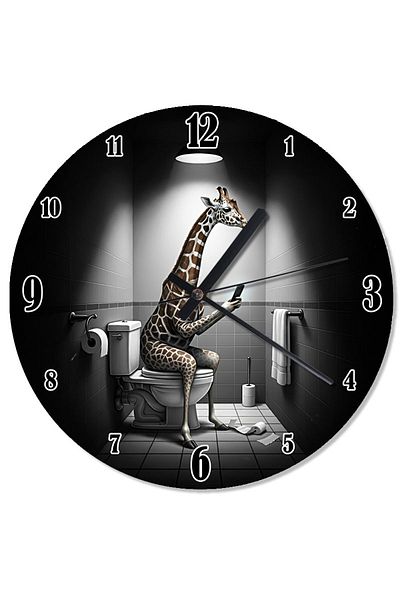 karizmart Giraffe Retro Wall Clock in the Toilet