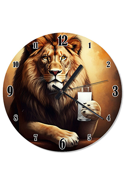 ekart ساعة حائط بتصميم أسد يشرب مشروبًا