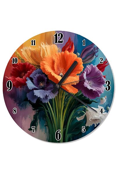 karizmart Colorful Flower Bouquet Design Wall Clock