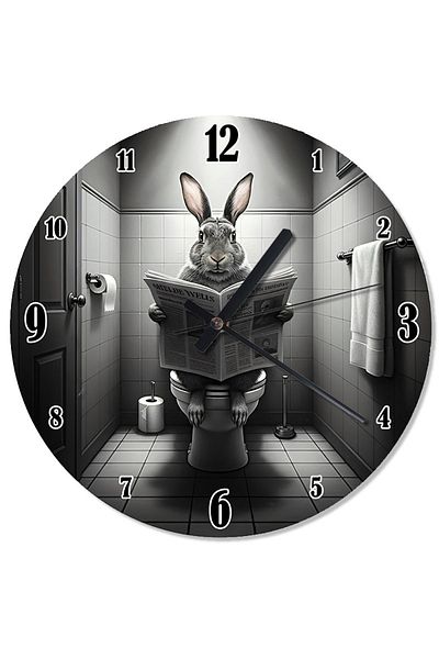 karizmart Rabbit in the Toilet Special Design Wall Clock