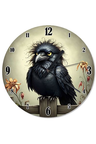 karizmart Wise Crow Portrait Printed Wall Clock