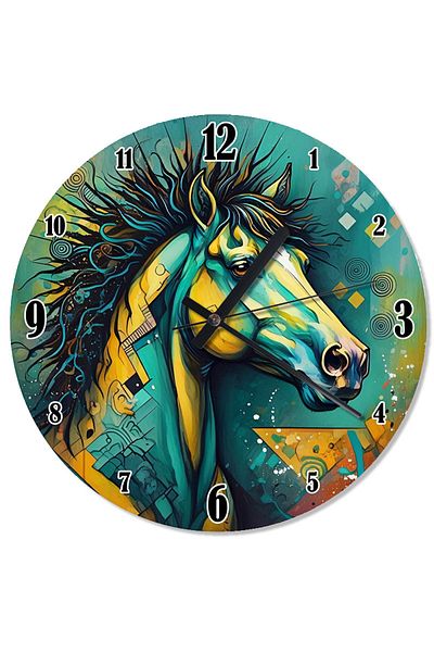 karizmart Colorful Horse Drawing Retro Wall Clock