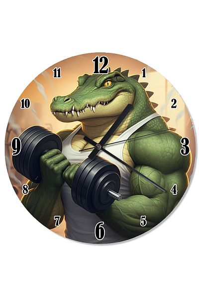 karizmart Barbell Running Crocodile Special Design Wall Clock