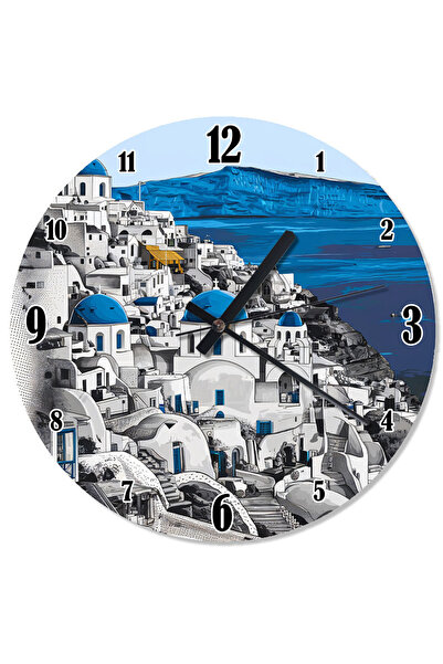 ekart White Town of the Aegean Special Design Wall Clock