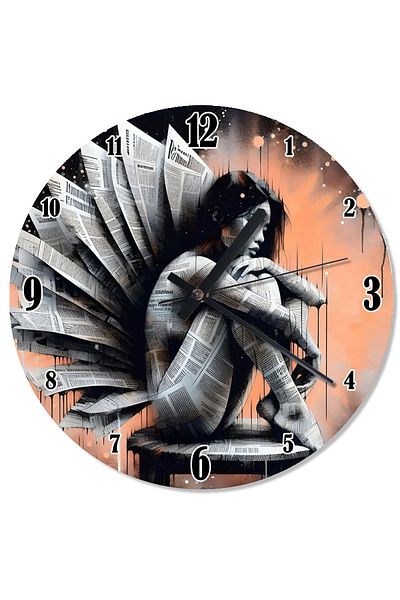 karizmart Woman with Newspaper Wings Decorative Wall Clock
