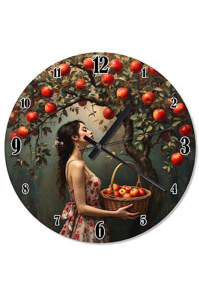 ekart Girl Picking Apples Design Wall Clock