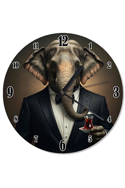 ekart Elegant Elephant Shaped Wall Clock with Tuxedo