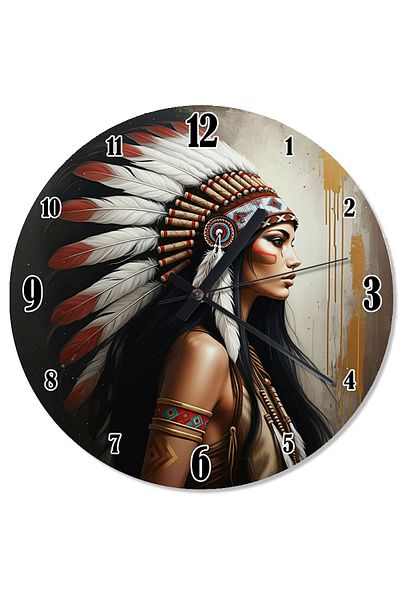 karizmart Native American Woman Portrait Shaped Wall Clock