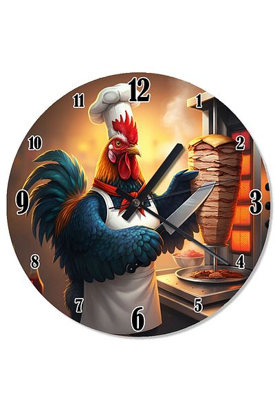 ekart Rooster Chef Spinner Printed Wall Clock