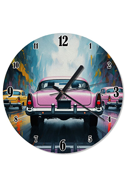 ekart Pink Classic Car Design Wall Clock