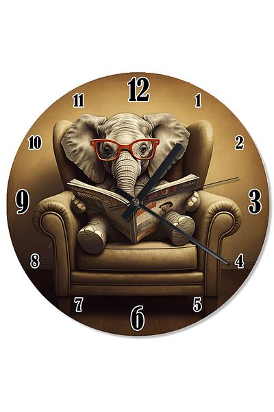 ekart Elephant Thinking on His Seat Design Wall Clock