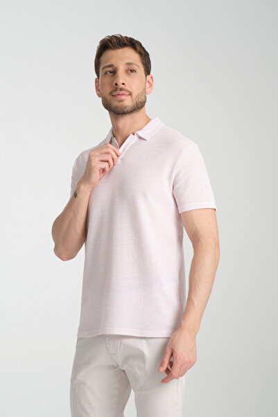 Frappoli Ανδρικό μπλουζάκι με λεπτή βάφλα με γιακά πόλο με κανονική εφαρμογή - 100% βαμβάκι