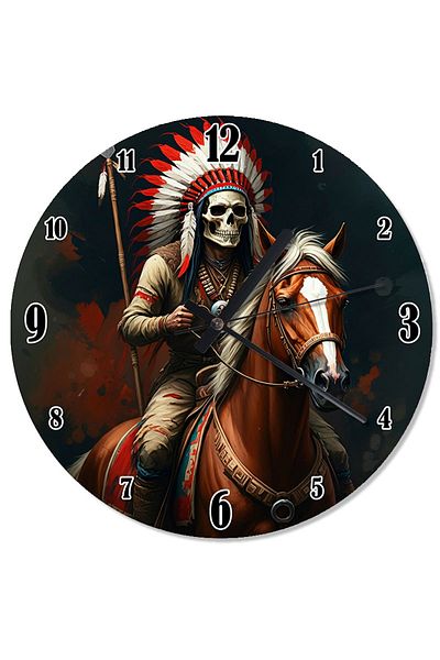 karizmart Skeleton Warrior with Horse Analog Wall Clock