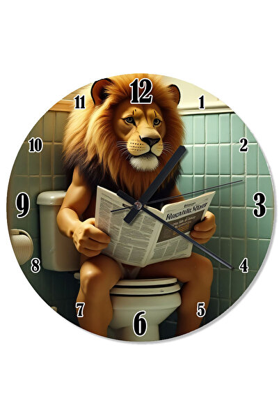 ekart Lion Enjoyment in the Toilet Decorative Wall Clock